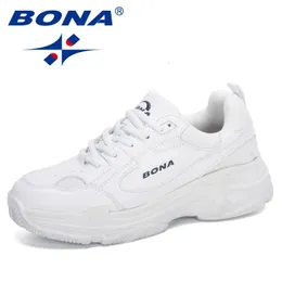 Klädskor bona designers vita sneakers kvinnor lägenheter skor vulkanisera skor kvinna casual zapatillas mujer europeisk storlek plattform 231006