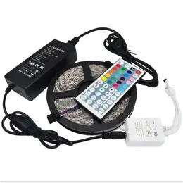 5M Led Strip 5050 SMD RGB Waterproof 300 LEDs Roll with 44 keys IR Remote with 12V 5A Power Adapter used directly239t