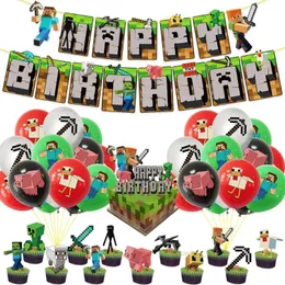 لوازم الحفلات الأخرى لحفلات مناجم صياغة حفل عيد ميلاد ديكور بالون فيديو العالم البالونات البالونات كعكة الكعكة الكاريكاتورية