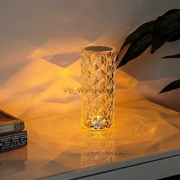Masa lambaları 3/16 renk LED kristal masa lambası gül atmosferi ışık projektörü dokunmatik uzaktan romantik elmas ışık usb parti gece ışığı yq231006