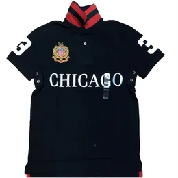 Men's Polos Trendy City Name Badge Chicago Short Sleeve Shirt Men's T-Shirt2476