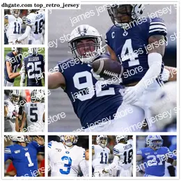 NOVO American College Wear BYU Brigham Young Cougars Futebol costurado Jersey 16 Baylor Romney 15 Ale