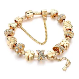 Szelam Fashion White Crystal Key Charm Bracelet For Women Gold European Diy Beads Bracelets & Bangles Pulseira SBR170013254c