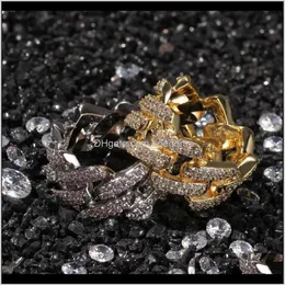 Band Drop Delivery 2021 Anillo de oro para hombre Joyería de hip hop Moda Blingbling Iced Out Sier Anillos cubanos Ku4Og2935