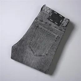 Outono designer masculino jeans design de luxo moda casual elástico magro-ajuste calças de alta qualidade famosa marca zíper magro pan275d