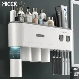 Diş fırçası tutucular micck duvar diş fırçası tutucu banyo organizatör ve depolama diş fırçası tutucu banyo diş macunu dağıtıcı ev aksesuarları 231005