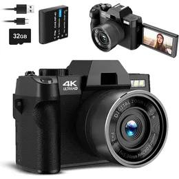 Filmadoras GAnica Digital Camera para Pografia e Vídeo 4K 48MP Vlogging com tela giratória de 180° 16X Zoom gfydf 231101