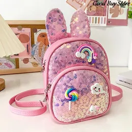 School Bags Sequins Rabbit Ears Backpack Children's Bling School Bags Pink Blue Waterproof Student Girls Schoolbags Fashion Party Purse 231006