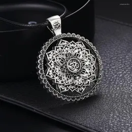 Pendant Necklaces Men And Women's Classic Hindu Zen Yoga Metal Mandala Necklace Religious Style Prayer Amulet Jewelry