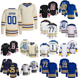 Team Hockey 22 Jack Quinn Jerseys 25 Owen Power 77 JJ Peterka 41 Craig Anderson 1 Ukko-Pekka Luukkonen 21 Kyle Okposo 19 Peyton Krebs 9 Zach Benson Sport Man Woman Youth