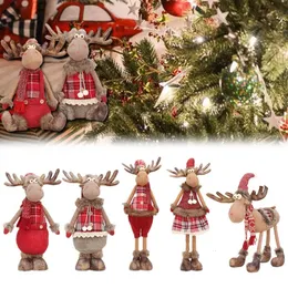 Juldekorationer Julströjbar dockdekoration Deer Elk Doll Fabric Dractable Standing Sitting Posture Deer Doll Gifts Navidad Natal 231005