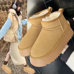 منصة أسترالية أحذية النساء الشتاء فائقة مصممة الحذاء للرجال لجلد حقيقي دافئ الفراء في الكاحل الجوارب الحذاء الفاخر من الجلد الجوارب الكلاسيكية المصممة