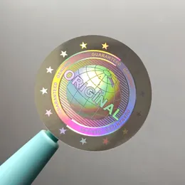 Other Decorative Stickers Round Hologram tamper proof sticker silver earth pattern warranty void seal Genuine security label holographic sticker 231005