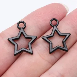 Breloques artisanales, porte-clés pentagramme creux, fournitures pour la fabrication de bijoux, couleur noire, 10 pièces