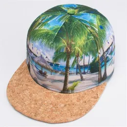 3D Transfer ciepła Capback Caps Hip-Hop Cap 3D Transfer termiczny Drukowanie cyfrowej palmy baseballowej Summer Beach Snabpack Hat Drop S2685