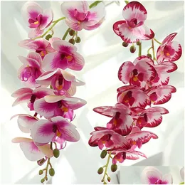 장식용 꽃 화환 7/11 머리 인공 나비 ORC 가짜 phalaenopsis 화분 화분의 꽃 배열 가정 선물 드롭 DELI DH9L3