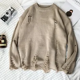 Men's Sweaters Ripped Men Knitted Distressed Jumpers 2023 Vintage Style Casual Pullover Sweater Tops Knitwear A118 231005