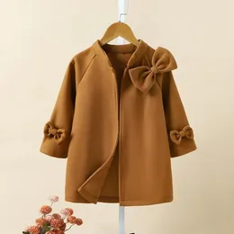 Coat Kids Girls Trench Jacket Outwear 2023 Sweet Autumn Winter Woolen's Children Outdoor Outdize Clothes 47 Yrs 231008