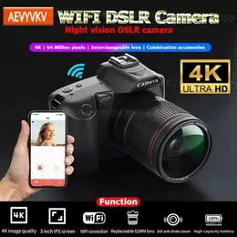 Camcorders D5 4K Digital Cam Dual Camcorder High Definition 64 miljoner pixlar WiFi DSLR Cameras Beauty Night Vision Nybörjarkamera 231006