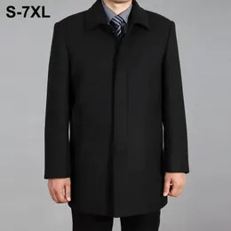 Męskie mieszanki wełny 2023 Mężczyźni zimowa jesienna wełniana płaszcz Wysokiej jakości wełniana kurtka męska płaszcz groch płaszczy mężczyzna mężczyźni zimowi długi płaszcz plus size 7xl 231005