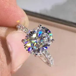 Luksusowy 925 Srebrny pierścień owalny Cut 1ct 2ct 3ct GH Color Moissanite Biżuteria rocznica prezent zaręczynowy Ring270p