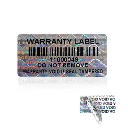 Andra dekorativa klistermärken 3x1,5 cm Tamper Proof Holographic Stickers med streckkod Hologram Säkerhetsetiketter äkta garantitätning med unikt serienummer 231005