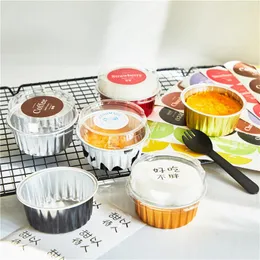 Opakowanie na prezent 10pcs 125 ml muffinka do babeczki do pieczenia kubki do pieczenia z pokrywkami aluminium folia creme brulee deser akcesoria kuchenne