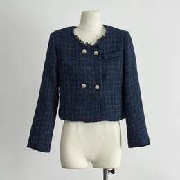 Damesjassen Herfst Winter Heldere Zijde Kleine Geur Wollen Korte Jas Voor Dames Temperament Elegant Frans Vintage Tweed Jassen 231006