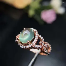 Klusterringar kommer naturliga och riktiga prehnite ring 925 sterling silver fina smycken för män eller kvinnor