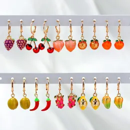 Dangle Brincos Caraquet Coreano Bonito Multicolor Fruta Gota Meninas Moda Cereja Morango Pêssego Personalidade Doce Jóias