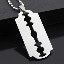 Titanium Steel Fashion Razor Blades Pendant Halsband Punk Rock Men smycken Cool Shaver Necklace For Party Gift203Z