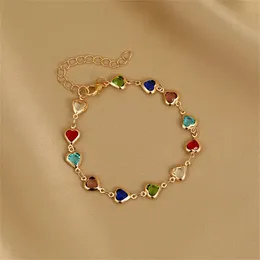 Charm Armband Elegant Colorful Love Heart Link Chain for Women Girls Fashion Butterfly Star Beaded Pendant Armband Armband 231006