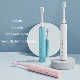 Tandborste Sonic Electric laddningsbara tandborstar Vuxen Timer Tvättbar ultraljudselektronisk blekning Rengöringständer 231027