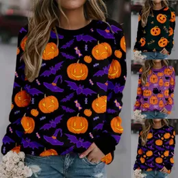 Felpe con cappuccio da donna Ladies Halloween Pumpkin Print Accogliente buco della serratura rotondo Top Camicetta sexy da donna Manica lunga in pizzo Calze autoreggenti