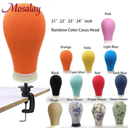 Stojak na perukę stojak kolorowy płótno głowa 21 „22” 23 ”dla kobiet makijaż maniquin trening Make up Mannequin Head Manican Head Stand Stoy 231006