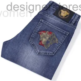 Men's Jeans designer Designer Spring and summer thin color head VJ half facotton elastic blue slim legged men's jeans R624 M5D7