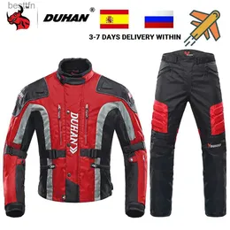 Altro abbigliamento DUHAN Giacca da moto da uomo Motocross Moto Giacca protettiva antivento Pantaloni Chaqueta Giacca da moto da corsa per l'autunno invernaleL231007