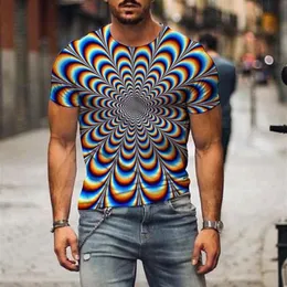 Erkek grafik tişörtler erkekler moda 3d dijital tees komik hipnoz desenleri üst kısımlar günlük üst kısımlar temel kısa kollu296c