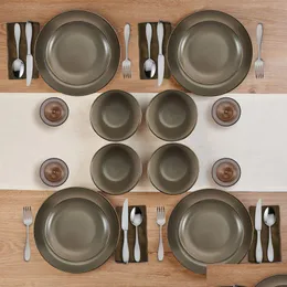 Set di stoviglie Pfaltzgraff Hadlee Set da 12 pezzi in gres in grigio Drop Consegna Casa Giardino Cucina Sala da pranzo Bar Dhgo2