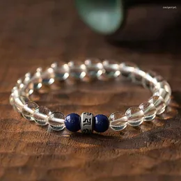 Charmarmband naturlig vit kristall med Buddha -pärlor sex ord sanning lapis lazuli män och kvinnor mode färska singelring armband