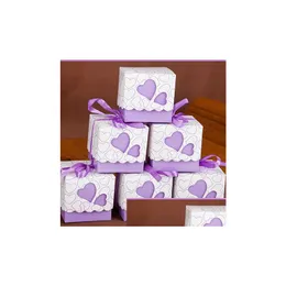 Uchwyty przychylne uwielbiają pudełko prezentowe Uchwyt DIY Favor Style kreatywny wielokąta Poligon Favors Boxes Candies and Sweets with Ribbon 6 Colours Choo Dhdao