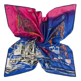 100cm Twill Silk Scarf New Design Abstract Painting Square Scarves Wraps Euro Style Shawl Office Lady Foulard Muslim Neck tie1290Y