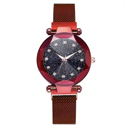 Wristwatches Women Quartz Watch Girls Students Rhinestone Magnetic Buckle Strap Star Sky Design Wristwatch