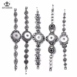 Braccialetti con ciondoli RoyalBeier 5 pz / lotto Est Design 18mm Bracciale con bottone a pressione Acciaio inossidabile Amore Fiori Charms Fai da te per le donne SZ0563228C