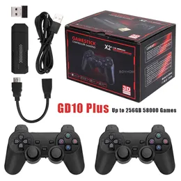 Przenośne gracze gier x2 plus GD10 Pro 4K Stick 3D HD Retro Video Console bezprzewodowe sterowniki TV 50 emulator dla PS1 N64 DC 256G 128G 64G 231007