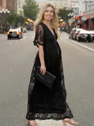 Maternity Dresses Maternity Dresses for Po Shoot Summer V Neck White Lace Short Sleeve Pregnancy Dress Pregnant Women Pography Maxi Dress 231007