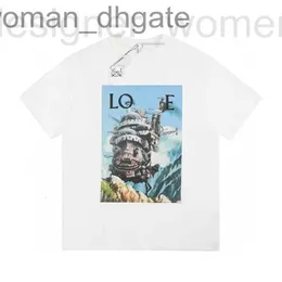 Men's T-Shirts Designer DesignerDesigner Luxury Loes Classic 2023 Summer New Hal's Mobile Castle Print T-shirt Fashion Brand And Women's Cotton Short Sleeve AJPO IW5K