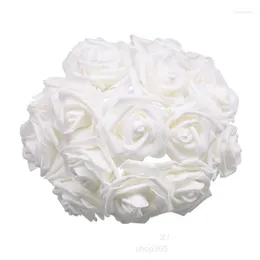 Decorative Flowers Wreaths 50Pc 8Cm With Pole Simation Pe Foam Rose Hand Artificial Outdoor Tall Flower Arrangements In Vase Floral Dr Dhp9K