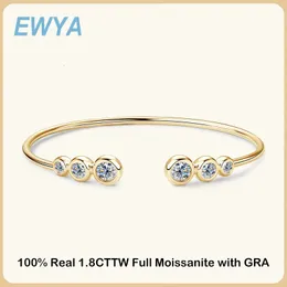 バングルEWYA Luxury D Color 1.8Cttw Full Tennis Bracelet Bangle for Women Girl S925 Silver Pass Diamond Test Bubble Bracelets 231005