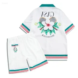 Sportkläder för män med män 2023 Tennisblommor Stripes Män kvinnor Kort set T Shrt Hawaii Beach Style Suit Hip Hop Shirt Shorts Co Dgrj